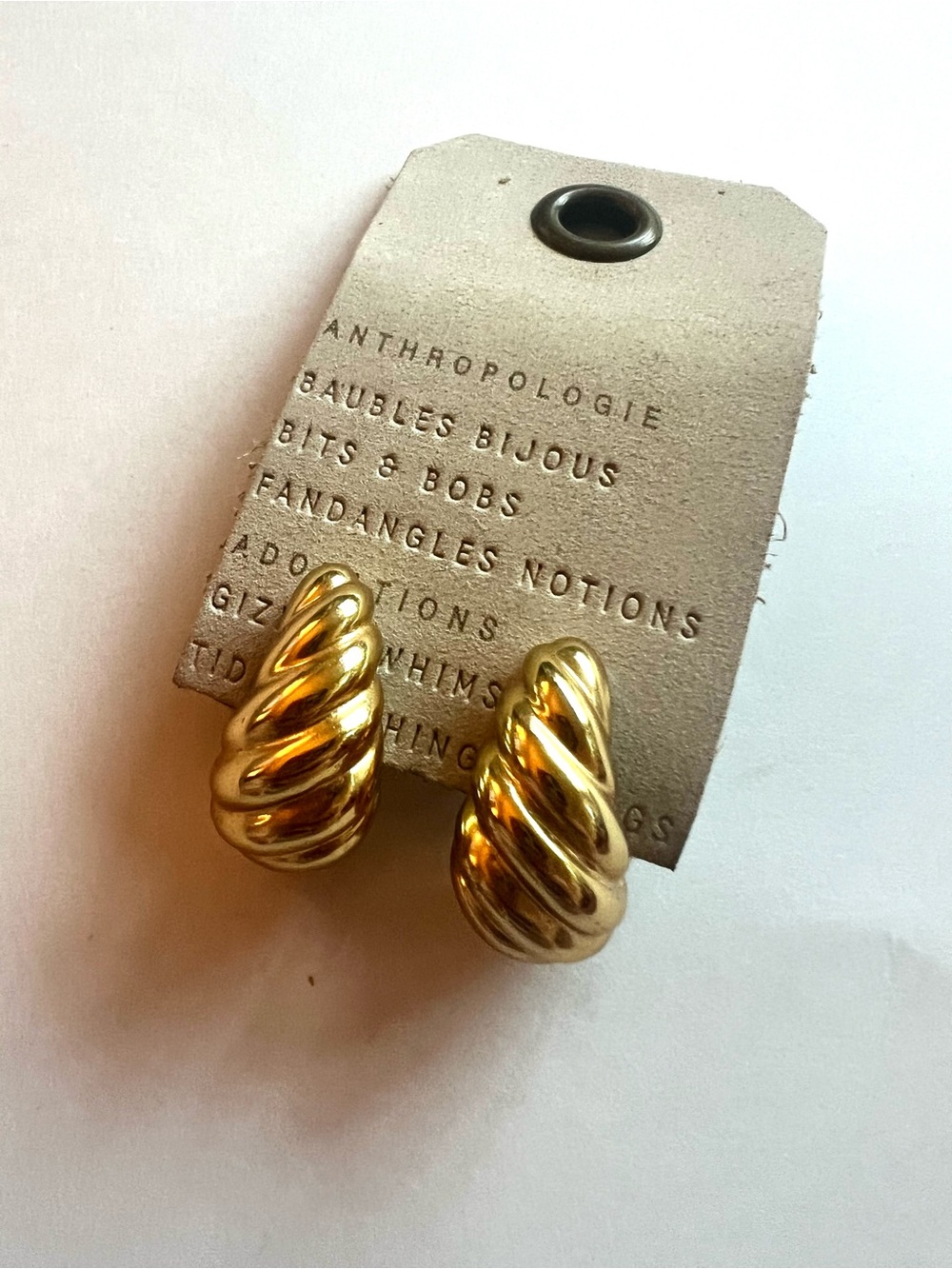 Anthropologie Polished Gold Twisted post Earrings nwt